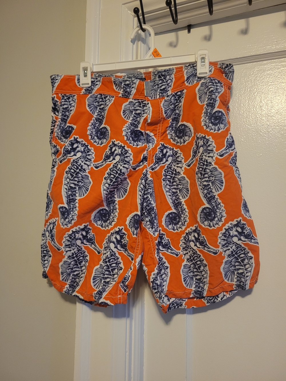 VILEBREQUIN Swim Shorts  XL Men Orange Seahorse-Print Quiet Luxury Hamptons Chic